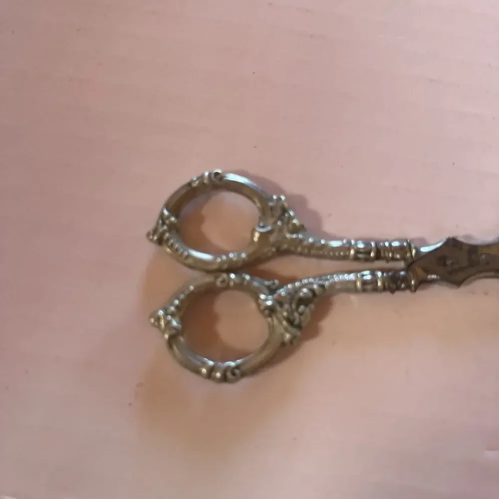 Antique Floral Grape and Vine Sterling Silver shear Scissors